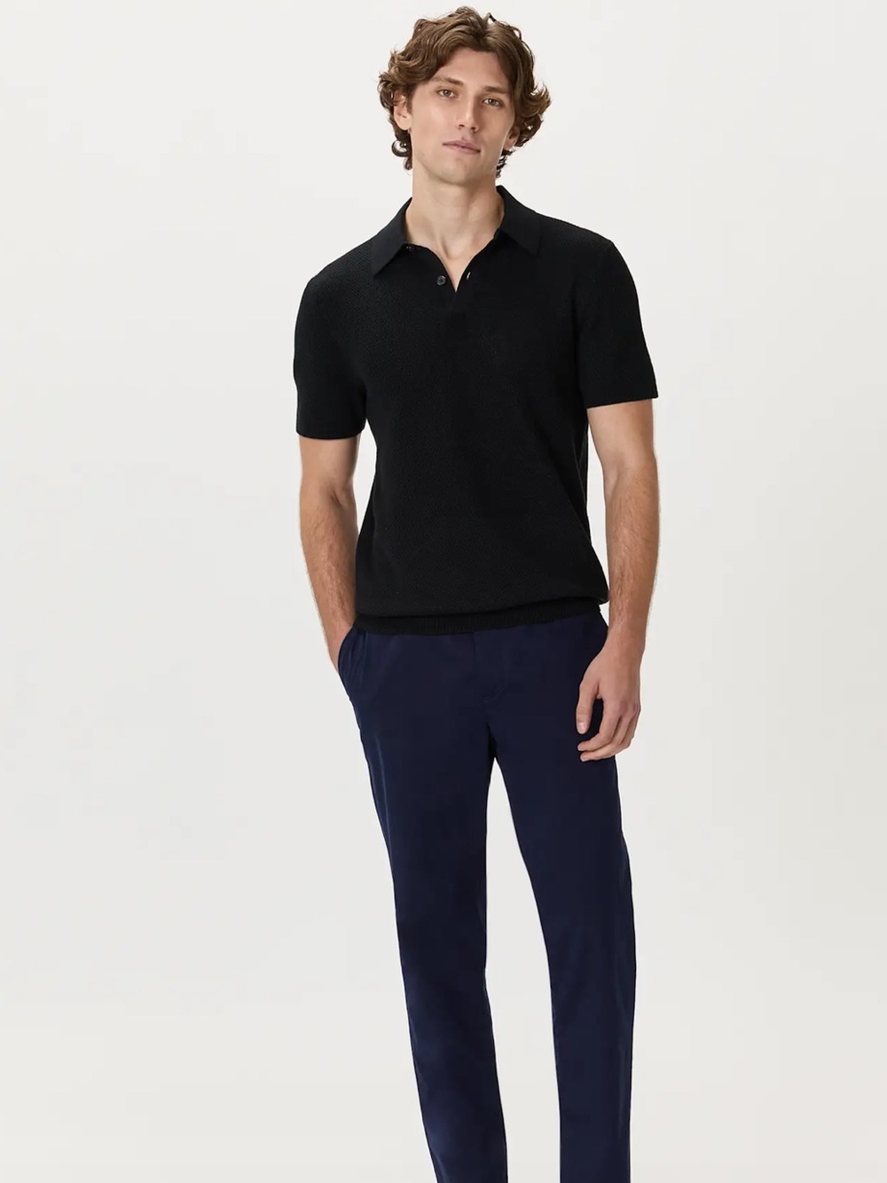 Quince 100% organic cotton mesh stitch sweater polo